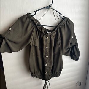 Olive Green Off-Shoulder Women's Top